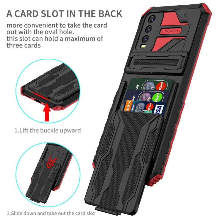 For vivo Y20 Armor Card PC + TPU Shockproof Phone Case with Card Slot & Invisible Holder