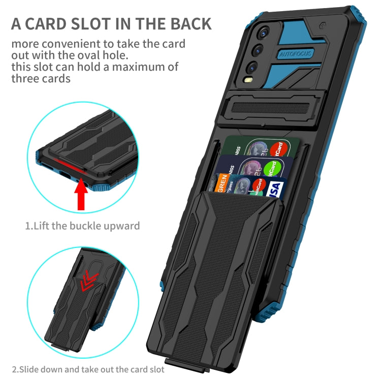 For vivo Y20 Armor Card PC + TPU Shockproof Phone Case with Card Slot & Invisible Holder
