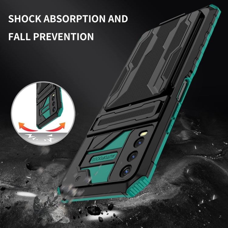 For vivo Y20 Armor Card PC + TPU Shockproof Phone Case with Card Slot & Invisible Holder