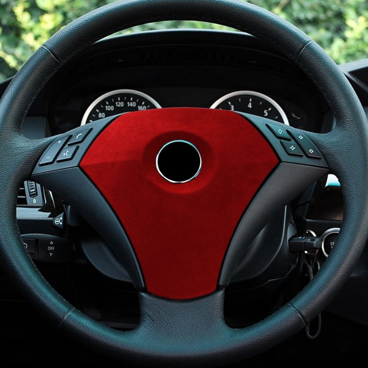 Car Suede Wrap Steering Wheel Decorative Cover for BMW E60 5 Series 2003-2012 Low-level Configuration Version, Left and Right Drive Universal