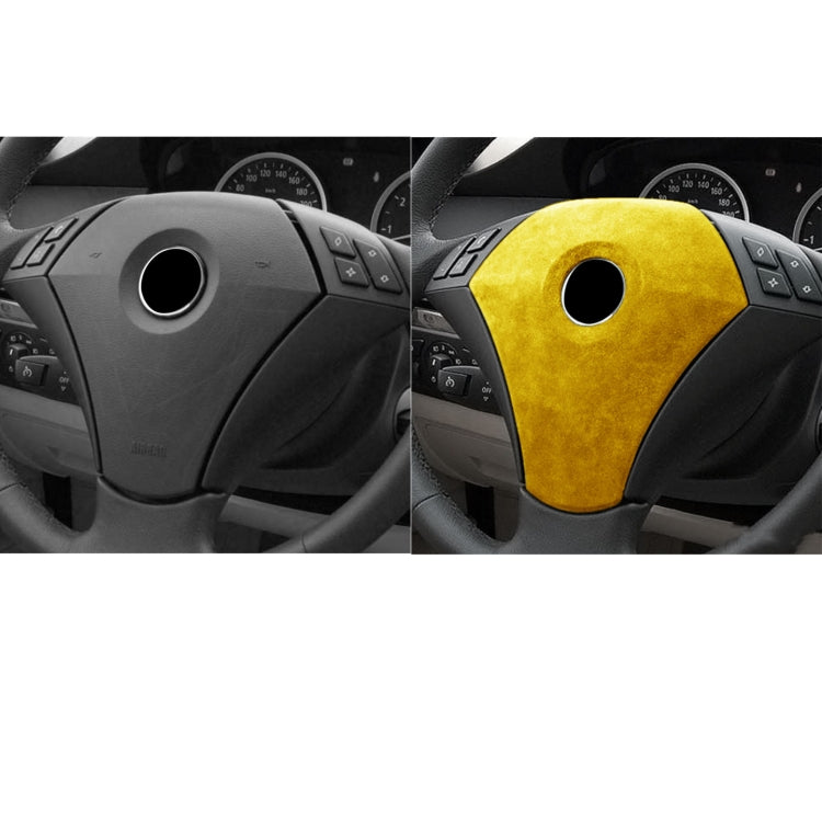 Car Suede Wrap Steering Wheel Decorative Cover for BMW E60 5 Series 2003-2012 Low-level Configuration Version, Left and Right Drive Universal