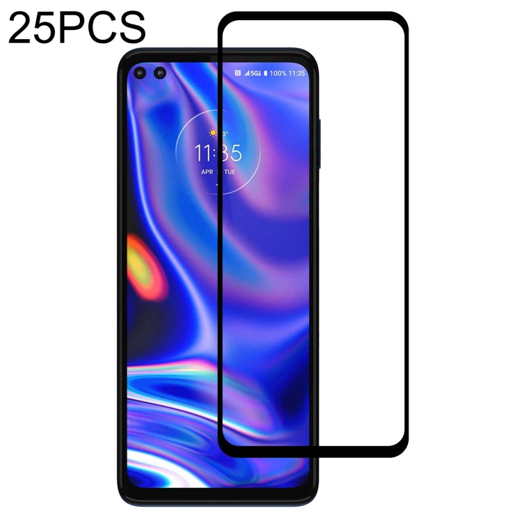 25 PCS Full Glue Cover Screen Protector Tempered Glass Film For Motorola One 5G UW