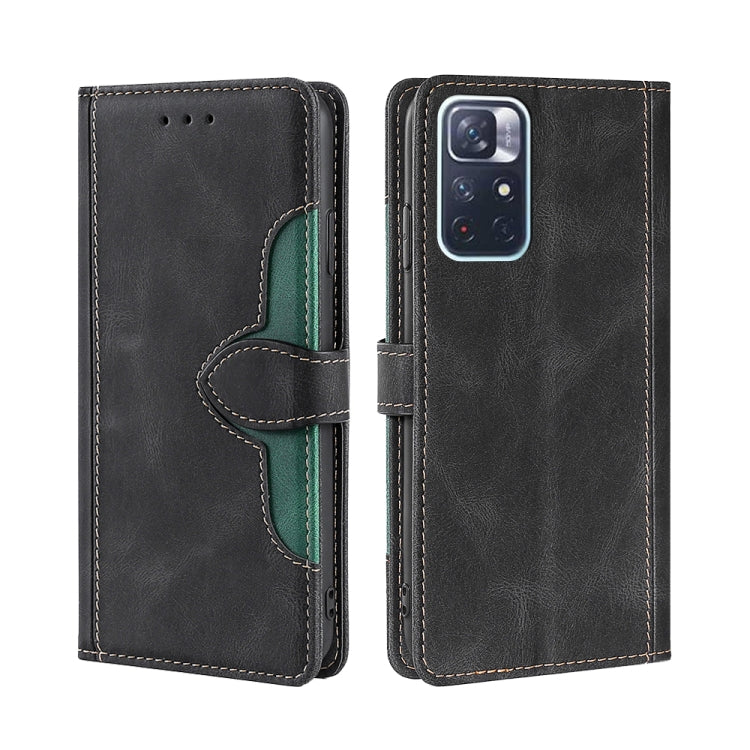 For Xiaomi Redmi Note 11 Skin Feel Straw Hat Magnetic Buckle Horizontal Flip Leather Phone Case with Holder & Card Slots & Wallet
