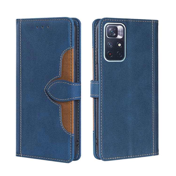 For Xiaomi Redmi Note 11 Skin Feel Straw Hat Magnetic Buckle Horizontal Flip Leather Phone Case with Holder & Card Slots & Wallet