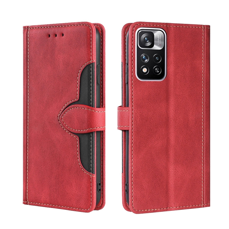 For Xiaomi Redmi Note 11 Pro Skin Feel Straw Hat Magnetic Buckle Horizontal Flip Leather Phone Case with Holder & Card Slots & Wallet