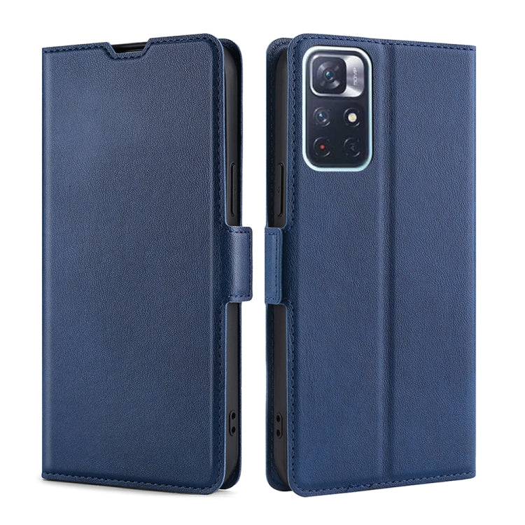 For Xiaomi Redmi Note 11 Ultra-thin Voltage Side Buckle Horizontal Flip Leather Phone Case with Holder & Card Slot