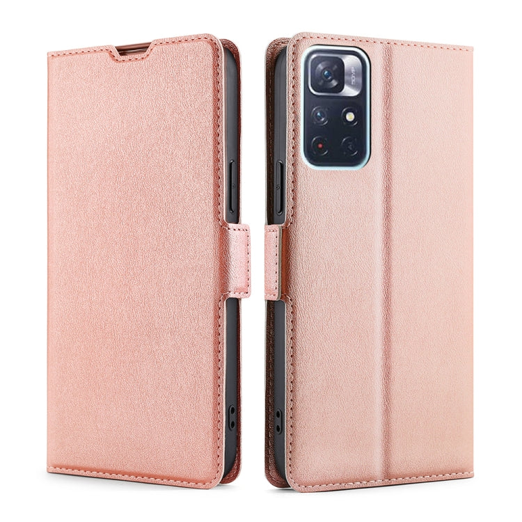 For Xiaomi Redmi Note 11 Ultra-thin Voltage Side Buckle Horizontal Flip Leather Phone Case with Holder & Card Slot