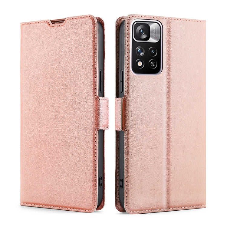 For Xiaomi Redmi Note 11 Pro China Ultra-thin Voltage Side Buckle Horizontal Flip Leather Phone Case with Holder & Card Slot