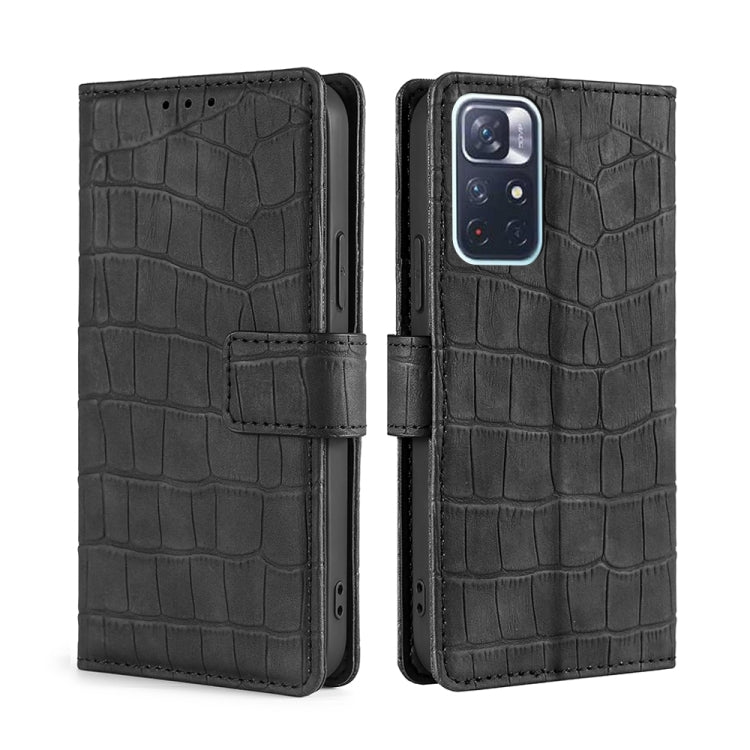 For Xiaomi Redmi Note 11 Skin Feel Crocodile Texture Magnetic Clasp Horizontal Flip Leather Phone Case with Holder & Card Slots & Wallet