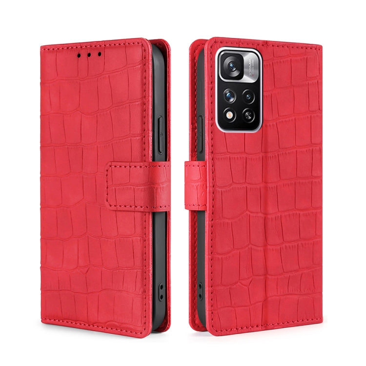 For Xiaomi Redmi Note 11 Pro Skin Feel Crocodile Texture Magnetic Clasp Horizontal Flip Leather Phone Case with Holder & Card Slots & Wallet