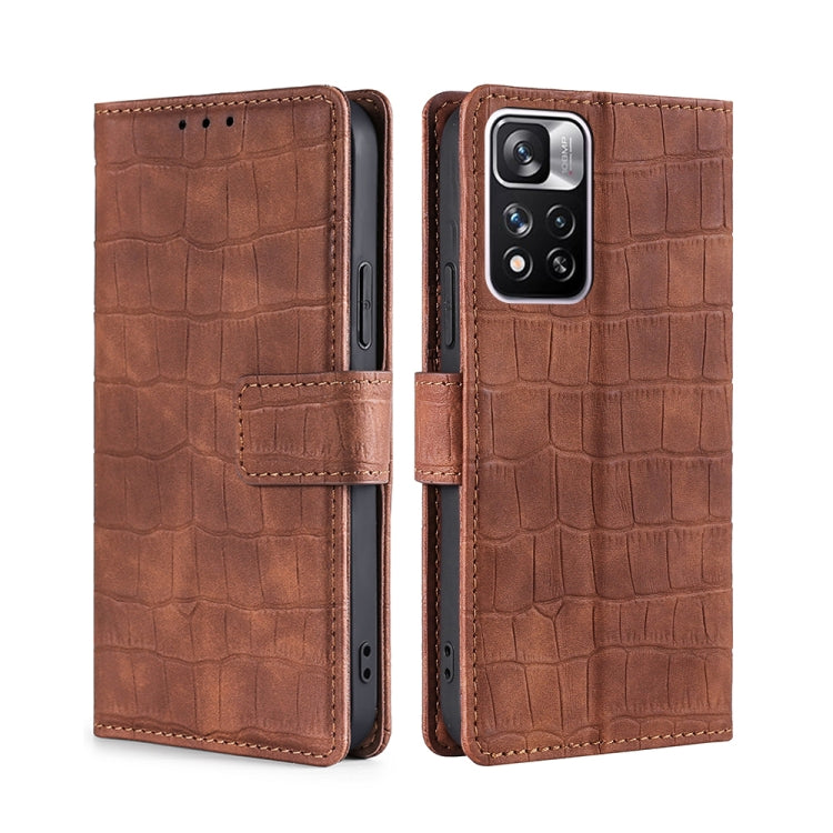 For Xiaomi Redmi Note 11 Pro Skin Feel Crocodile Texture Magnetic Clasp Horizontal Flip Leather Phone Case with Holder & Card Slots & Wallet