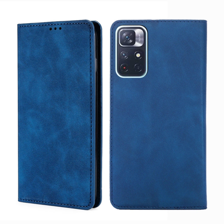 For Xiaomi Redmi Note 11 Skin Feel Magnetic Horizontal Flip Leather Phone Case with Holder & Card Slots