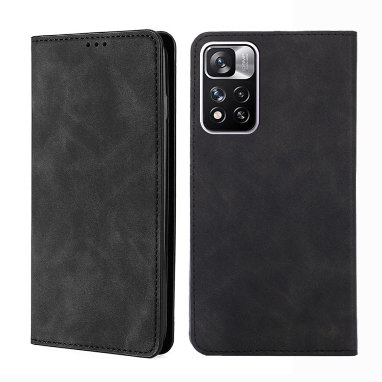 For Xiaomi Redmi Note 11 Pro Skin Feel Magnetic Horizontal Flip Leather Phone Case with Holder & Card Slots