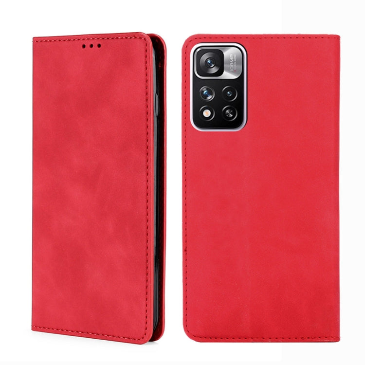 For Xiaomi Redmi Note 11 Pro Skin Feel Magnetic Horizontal Flip Leather Phone Case with Holder & Card Slots