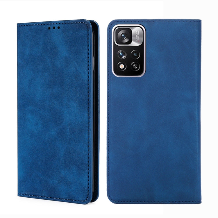 For Xiaomi Redmi Note 11 Pro Skin Feel Magnetic Horizontal Flip Leather Phone Case with Holder & Card Slots