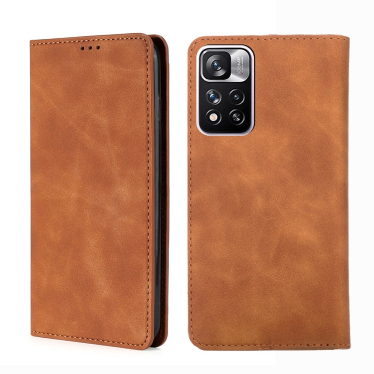 For Xiaomi Redmi Note 11 Pro Skin Feel Magnetic Horizontal Flip Leather Phone Case with Holder & Card Slots