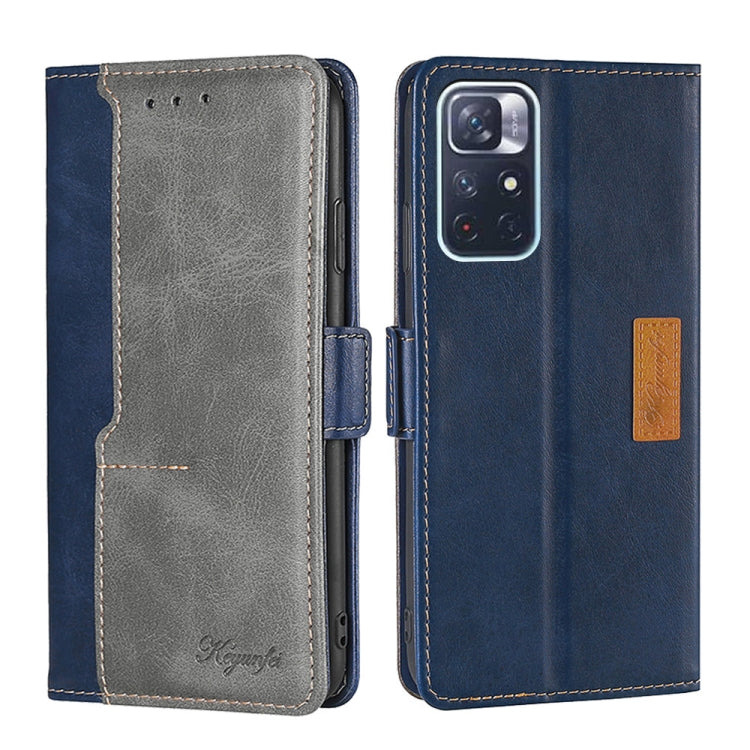For Xiaomi Redmi Note 11 Retro Texture Contrast Color Side Buckle Horizontal Flip Leather Phone Case with Holder & Card Slots & Wallet