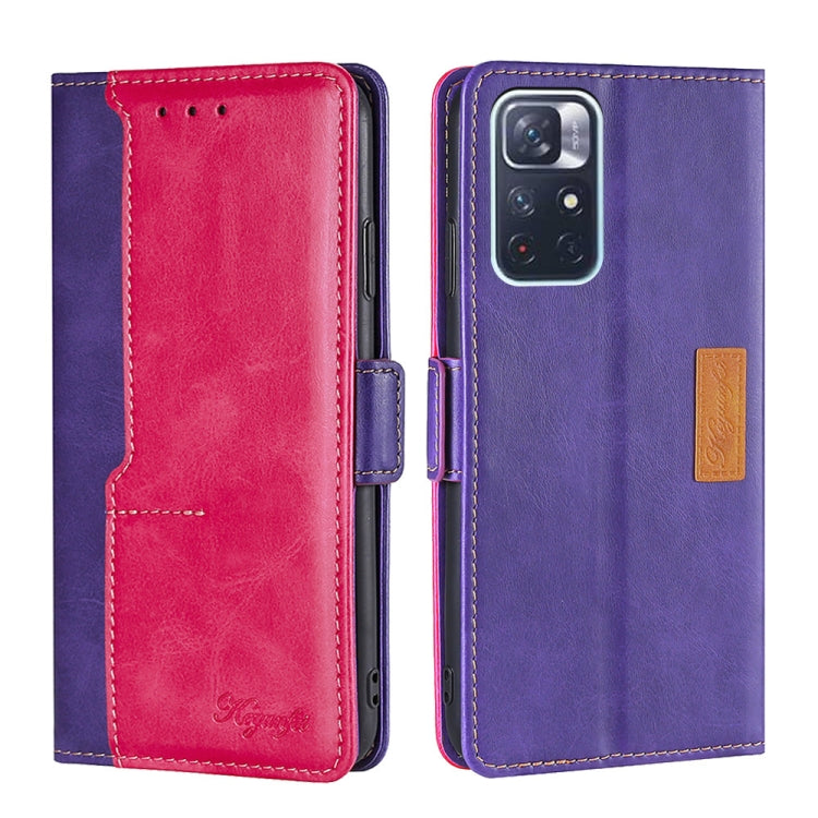 For Xiaomi Redmi Note 11 Retro Texture Contrast Color Side Buckle Horizontal Flip Leather Phone Case with Holder & Card Slots & Wallet