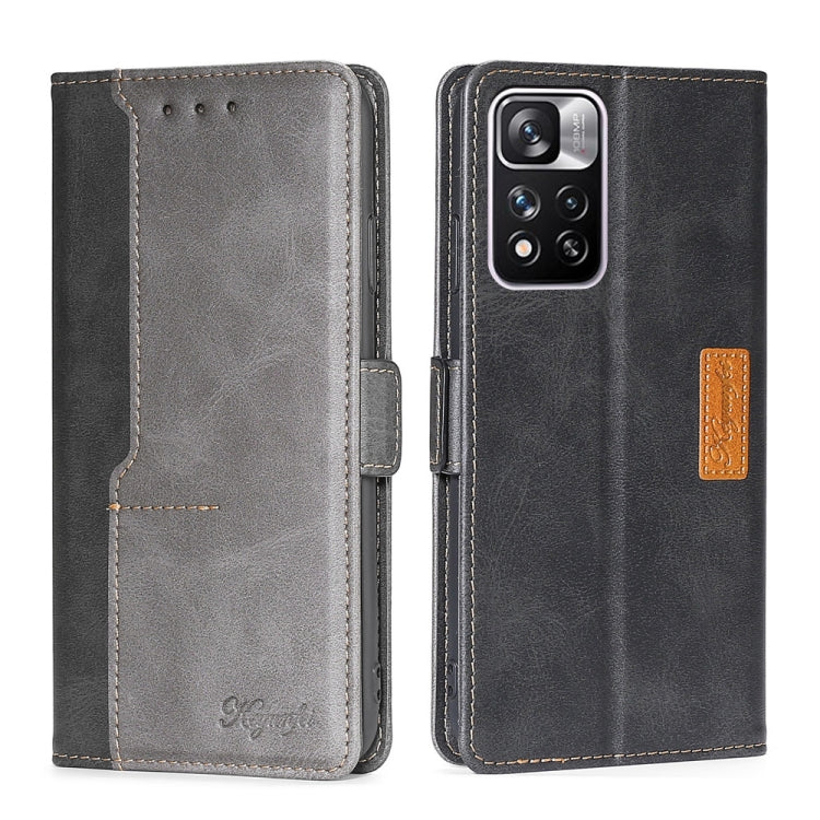 For Xiaomi Redmi Note 11 Pro Retro Texture Contrast Color Side Buckle Horizontal Flip Leather Phone Case with Holder & Card Slots & Wallet