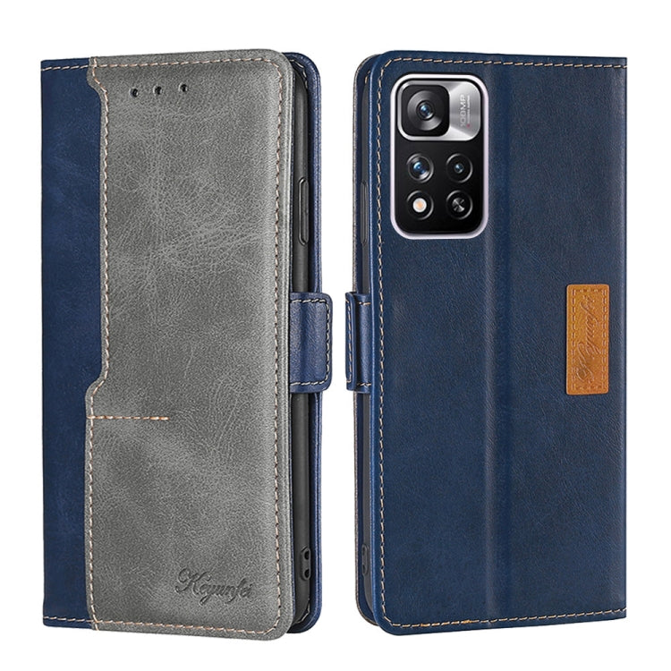 For Xiaomi Redmi Note 11 Pro Retro Texture Contrast Color Side Buckle Horizontal Flip Leather Phone Case with Holder & Card Slots & Wallet