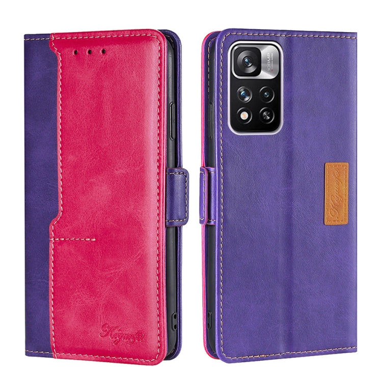 For Xiaomi Redmi Note 11 Pro Retro Texture Contrast Color Side Buckle Horizontal Flip Leather Phone Case with Holder & Card Slots & Wallet