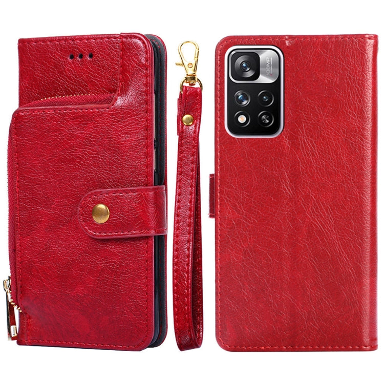 For Xiaomi Redmi Note 11 Pro Zipper Bag Horizontal Flip Leather Phone Case with Holder & Card Slots & Lanyard