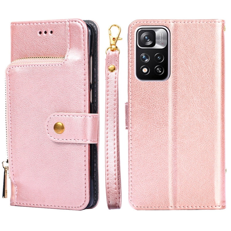 For Xiaomi Redmi Note 11 Pro Zipper Bag Horizontal Flip Leather Phone Case with Holder & Card Slots & Lanyard