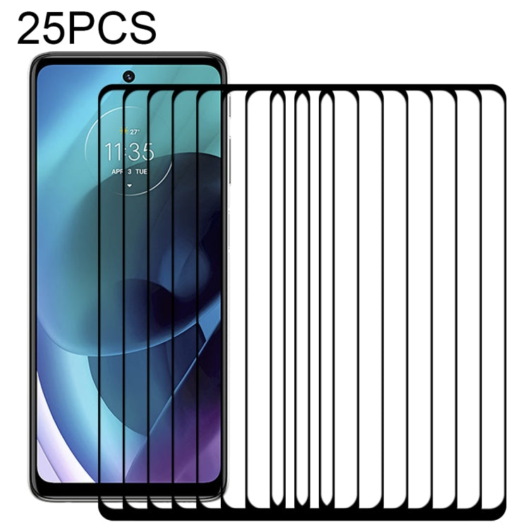 25 PCS Full Glue Cover Screen Protector Tempered Glass Film For Motorola Moto G51 5G