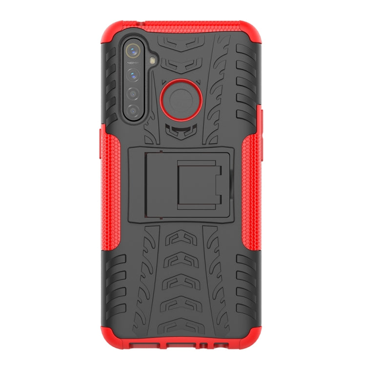 For OPPO Realme 5 Pro Tire Texture Shockproof TPU+PC Protective Case with Holder