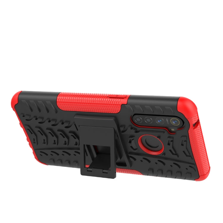 For OPPO Realme 5 Pro Tire Texture Shockproof TPU+PC Protective Case with Holder