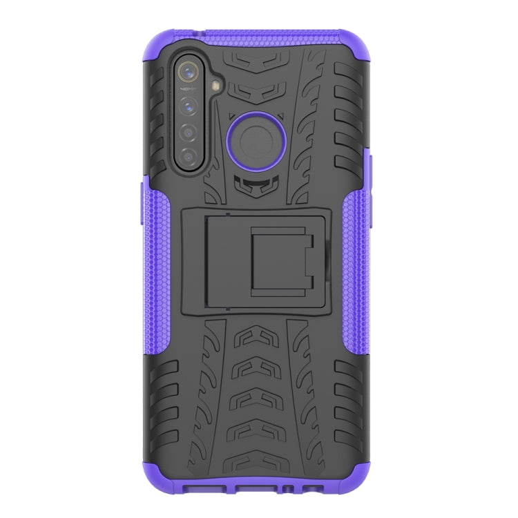 For OPPO Realme 5 Pro Tire Texture Shockproof TPU+PC Protective Case with Holder