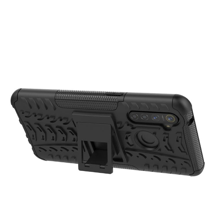 For OPPO Realme 5 Pro Tire Texture Shockproof TPU+PC Protective Case with Holder