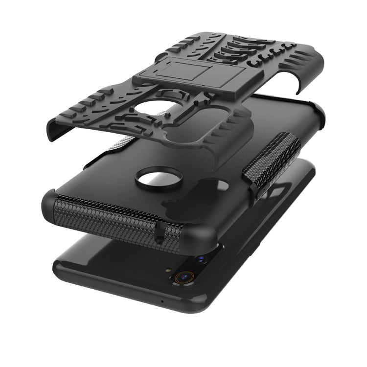 For OPPO Realme 5 Pro Tire Texture Shockproof TPU+PC Protective Case with Holder