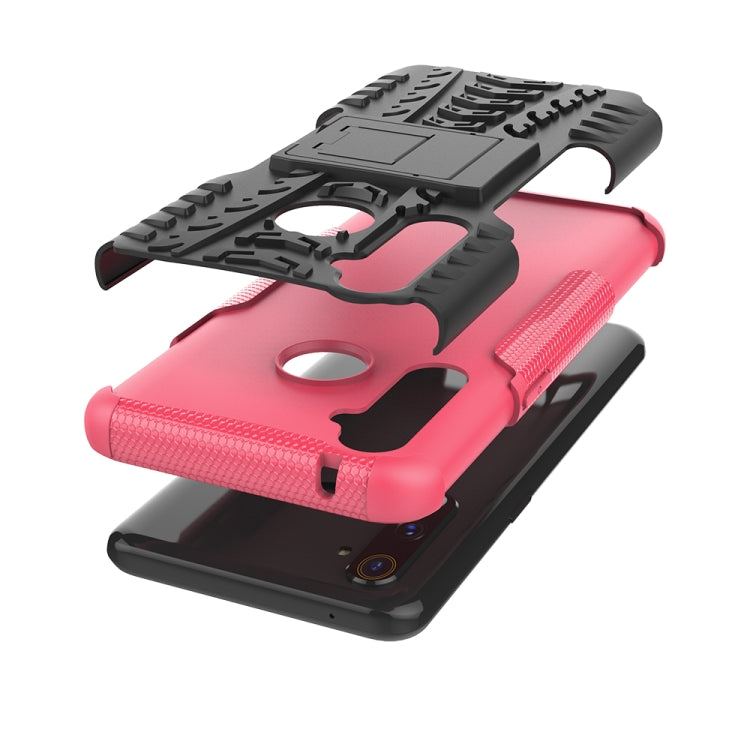 For OPPO Realme 5 Pro Tire Texture Shockproof TPU+PC Protective Case with Holder