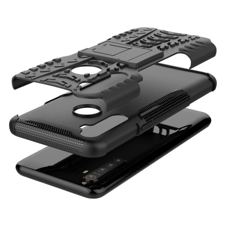 For OPPO Realme 5 Tire Texture Shockproof TPU+PC Protective Case with Holder