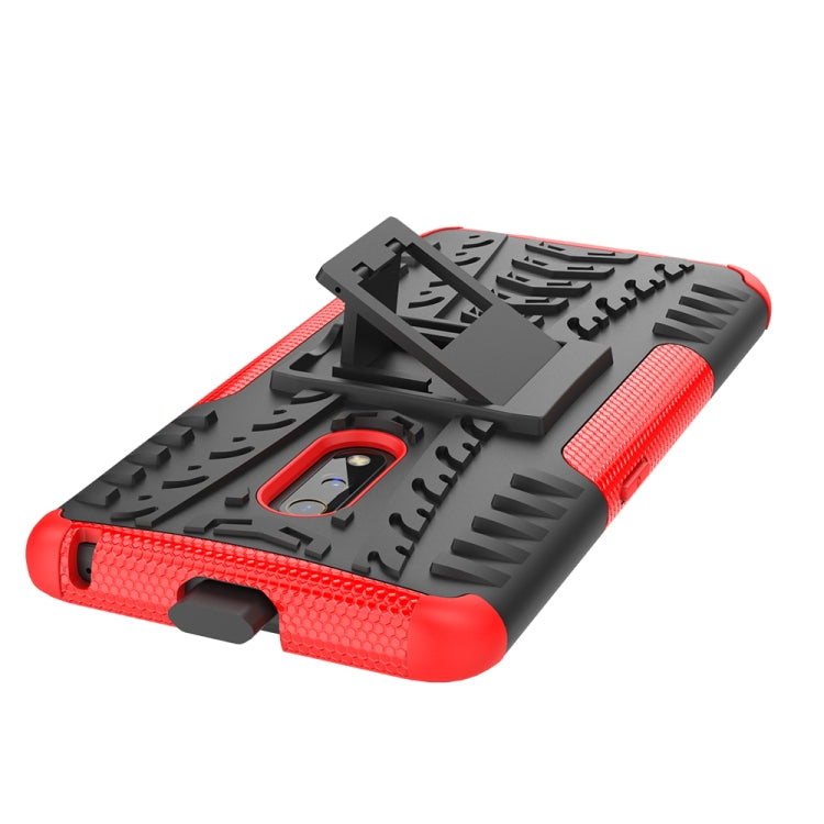 For OPPO Realme X Tire Texture Shockproof TPU+PC Protective Case with Holder