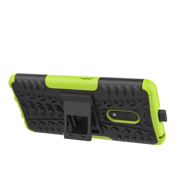 For OPPO Realme X Tire Texture Shockproof TPU+PC Protective Case with Holder