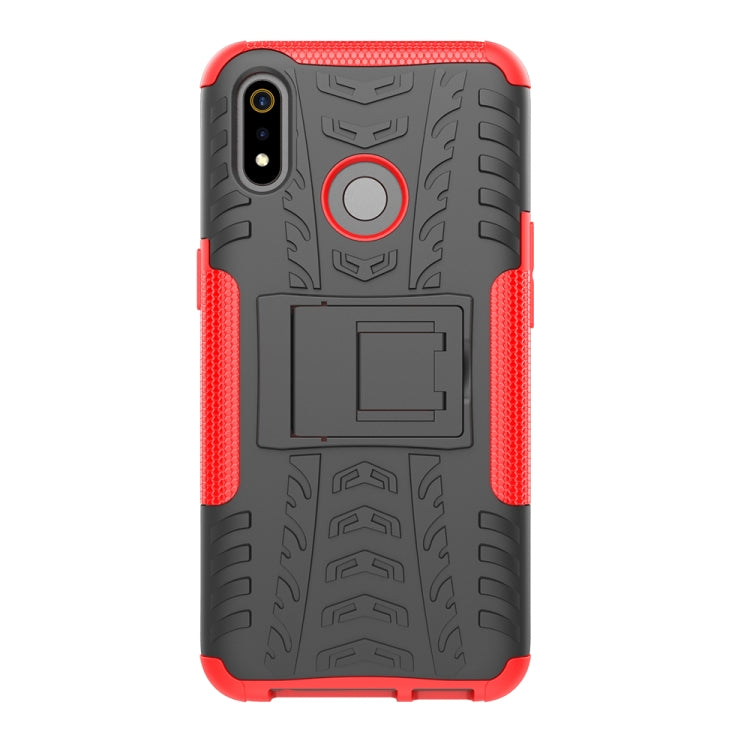 For OPPO Realme 3 Tire Texture Shockproof TPU+PC Protective Case with Holder