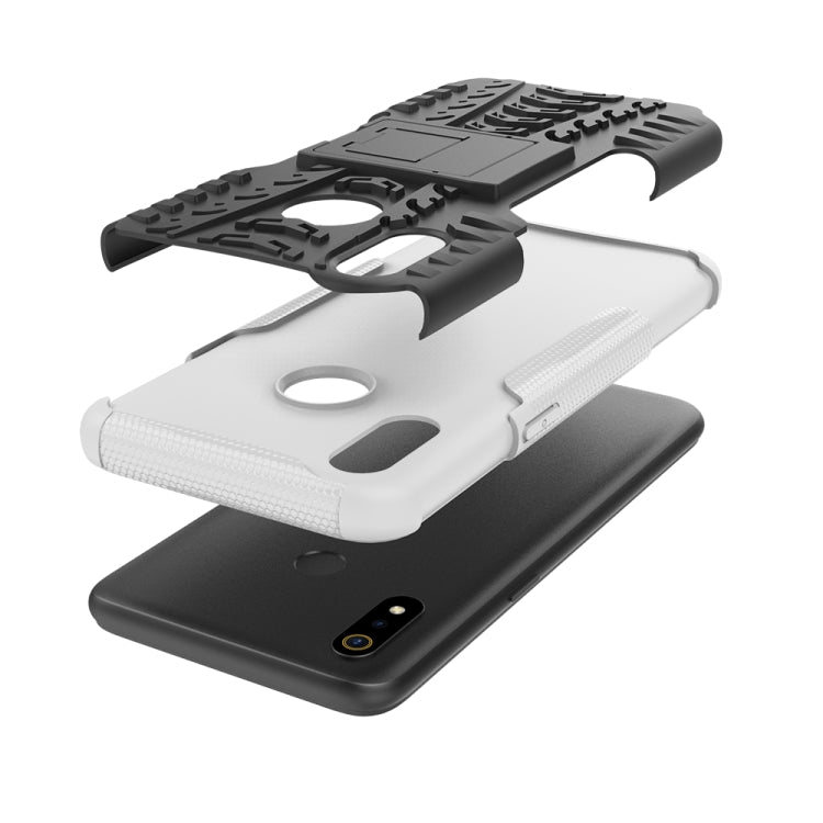 For OPPO Realme 3 Tire Texture Shockproof TPU+PC Protective Case with Holder