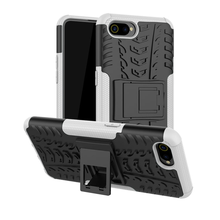 For OPPO Realme C2 Tire Texture Shockproof TPU+PC Protective Case with Holder