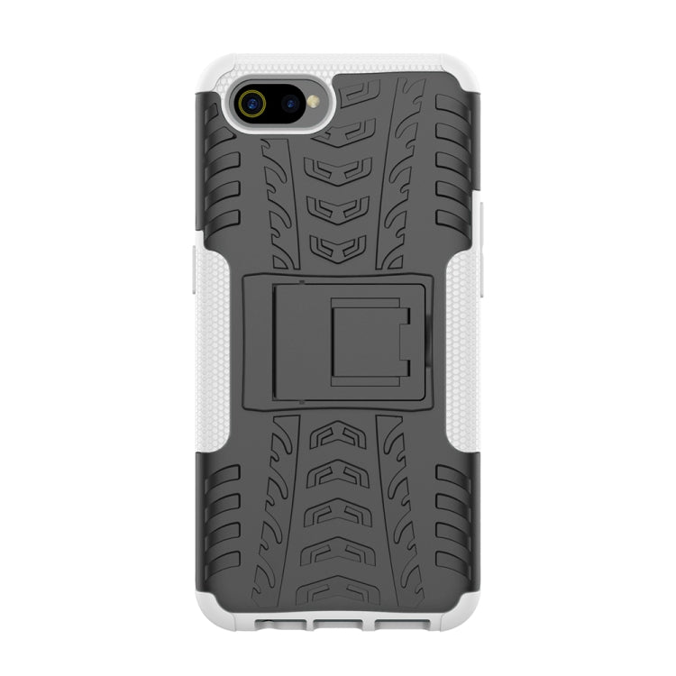 For OPPO Realme C2 Tire Texture Shockproof TPU+PC Protective Case with Holder