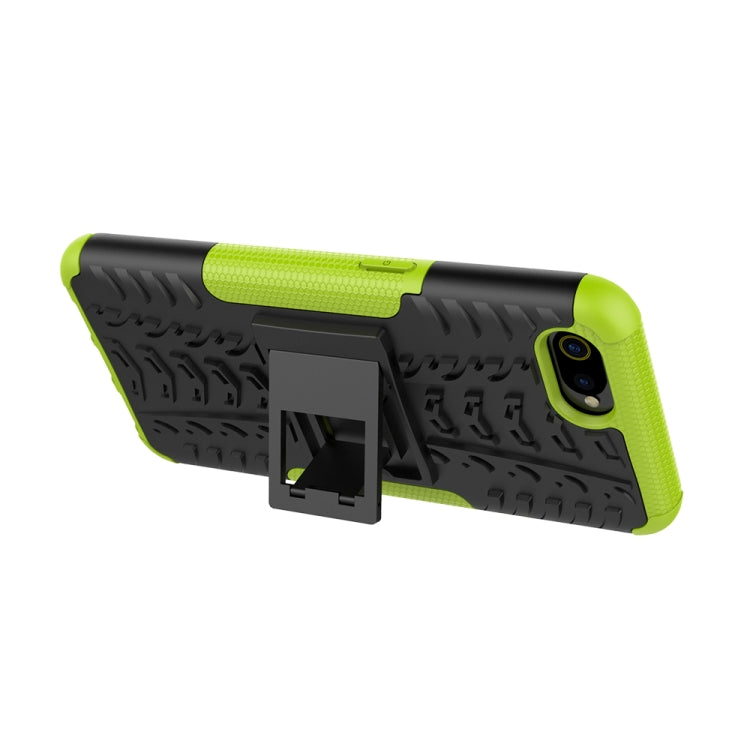 For OPPO Realme C2 Tire Texture Shockproof TPU+PC Protective Case with Holder