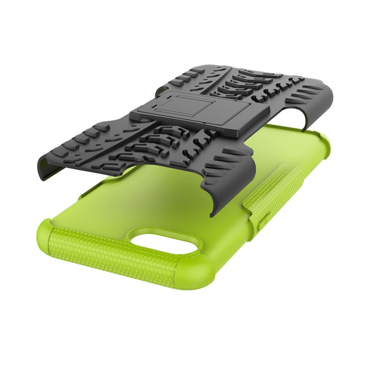 For OPPO Realme C2 Tire Texture Shockproof TPU+PC Protective Case with Holder