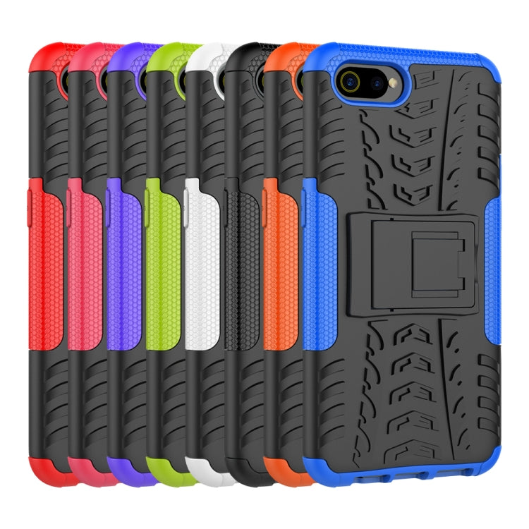 For OPPO Realme C2 Tire Texture Shockproof TPU+PC Protective Case with Holder