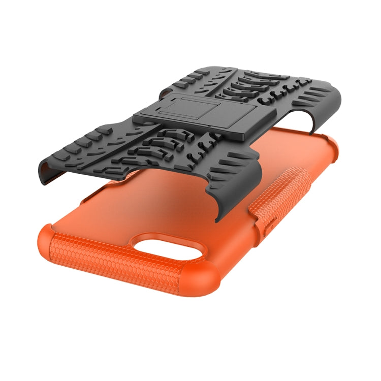 For OPPO Realme C2 Tire Texture Shockproof TPU+PC Protective Case with Holder