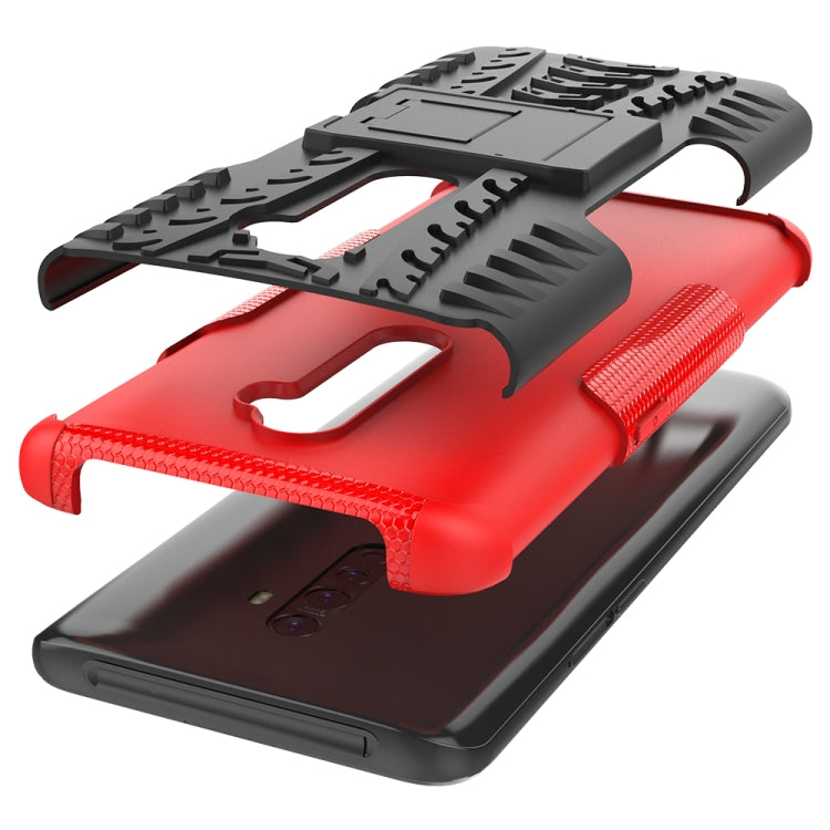 For OPPO Reno2 Tire Texture Shockproof TPU+PC Protective Case with Holder