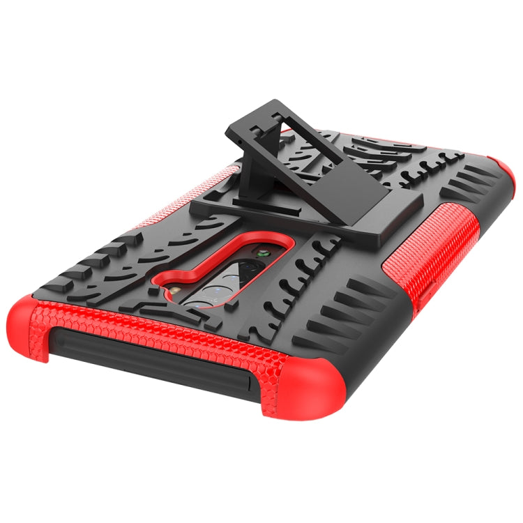 For OPPO Reno2 Tire Texture Shockproof TPU+PC Protective Case with Holder