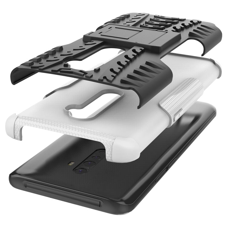 For OPPO Reno2 Tire Texture Shockproof TPU+PC Protective Case with Holder