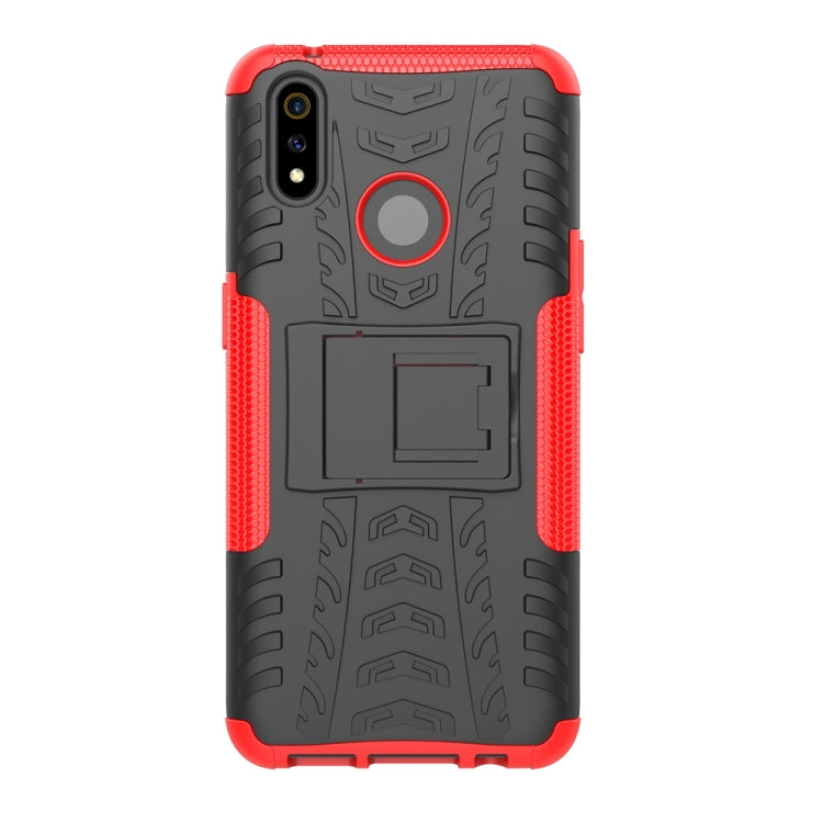 For OPPO Realme 3 Pro Tire Texture Shockproof TPU+PC Protective Case with Holder