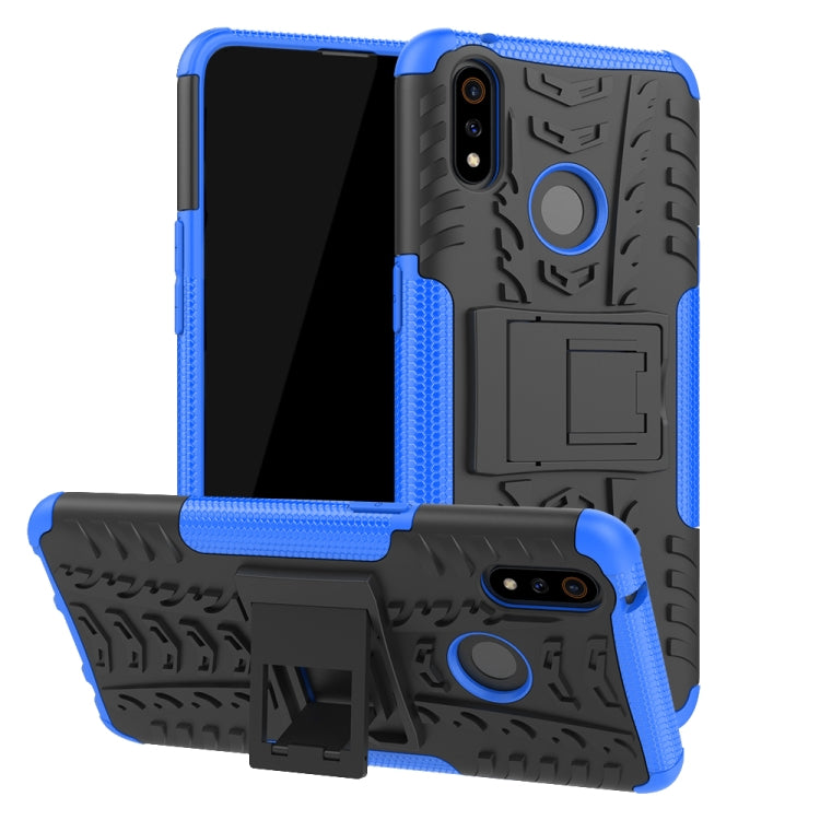 For OPPO Realme 3 Pro Tire Texture Shockproof TPU+PC Protective Case with Holder